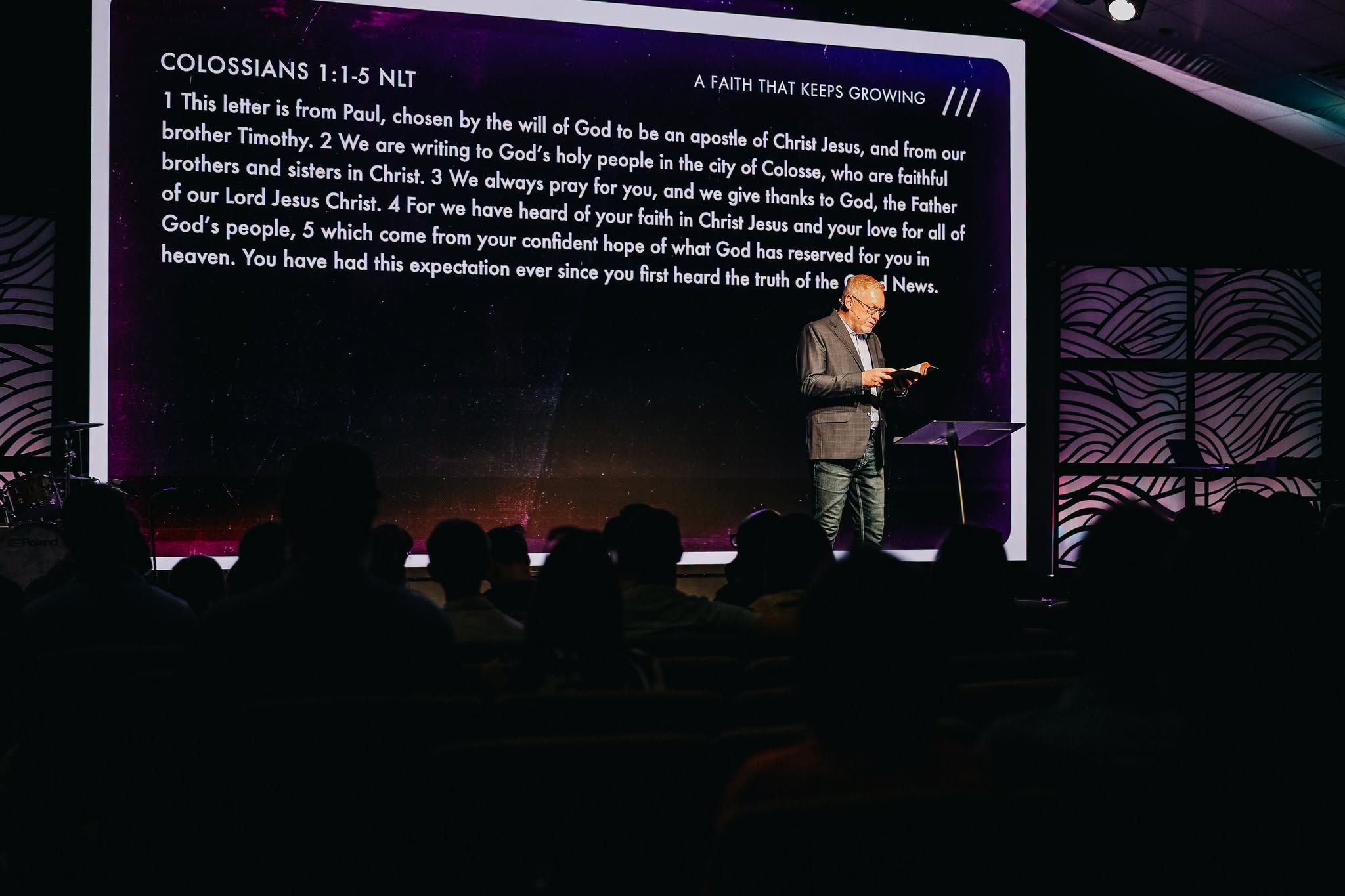 Pastor Stephen Mizell teaching from Colossians during Jesus Is Enough